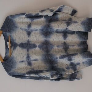 J. Jill Blue and White Crew Neck Sweater